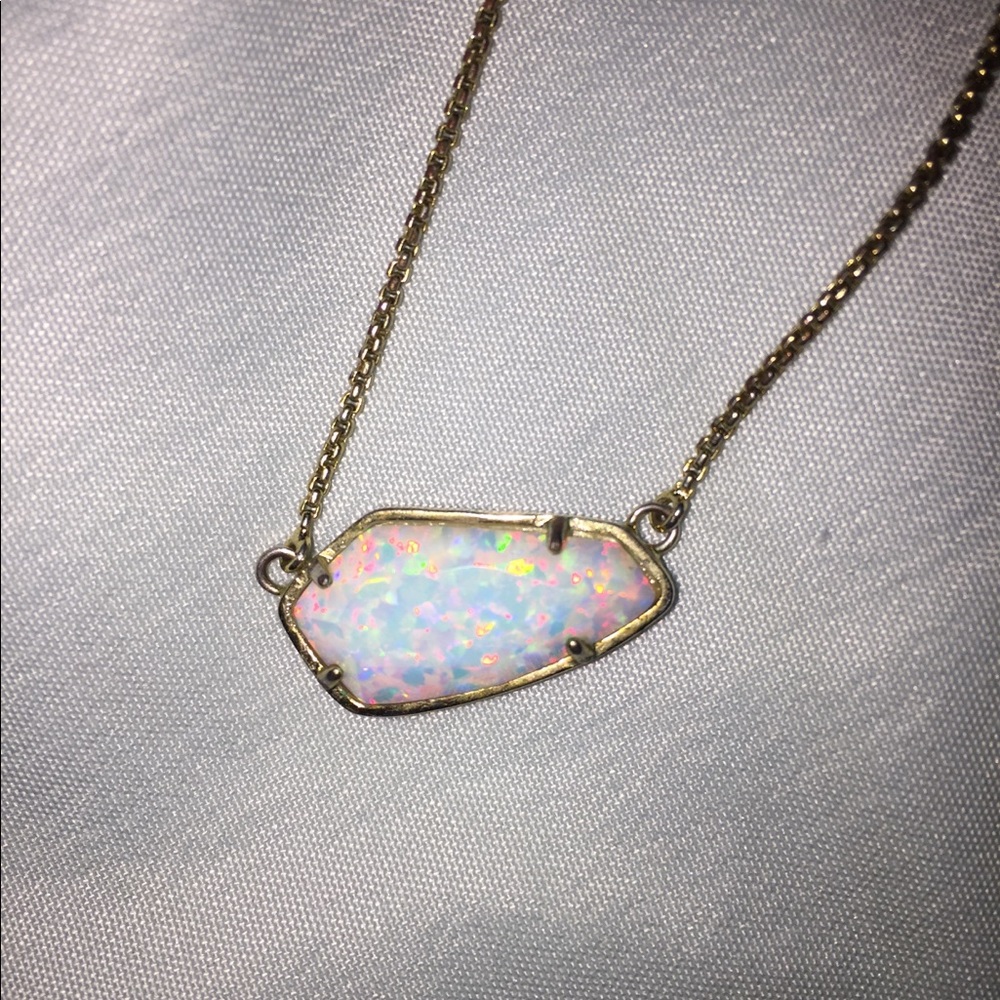 Kendra Scott gold Cami necklace white Kyocera opal
